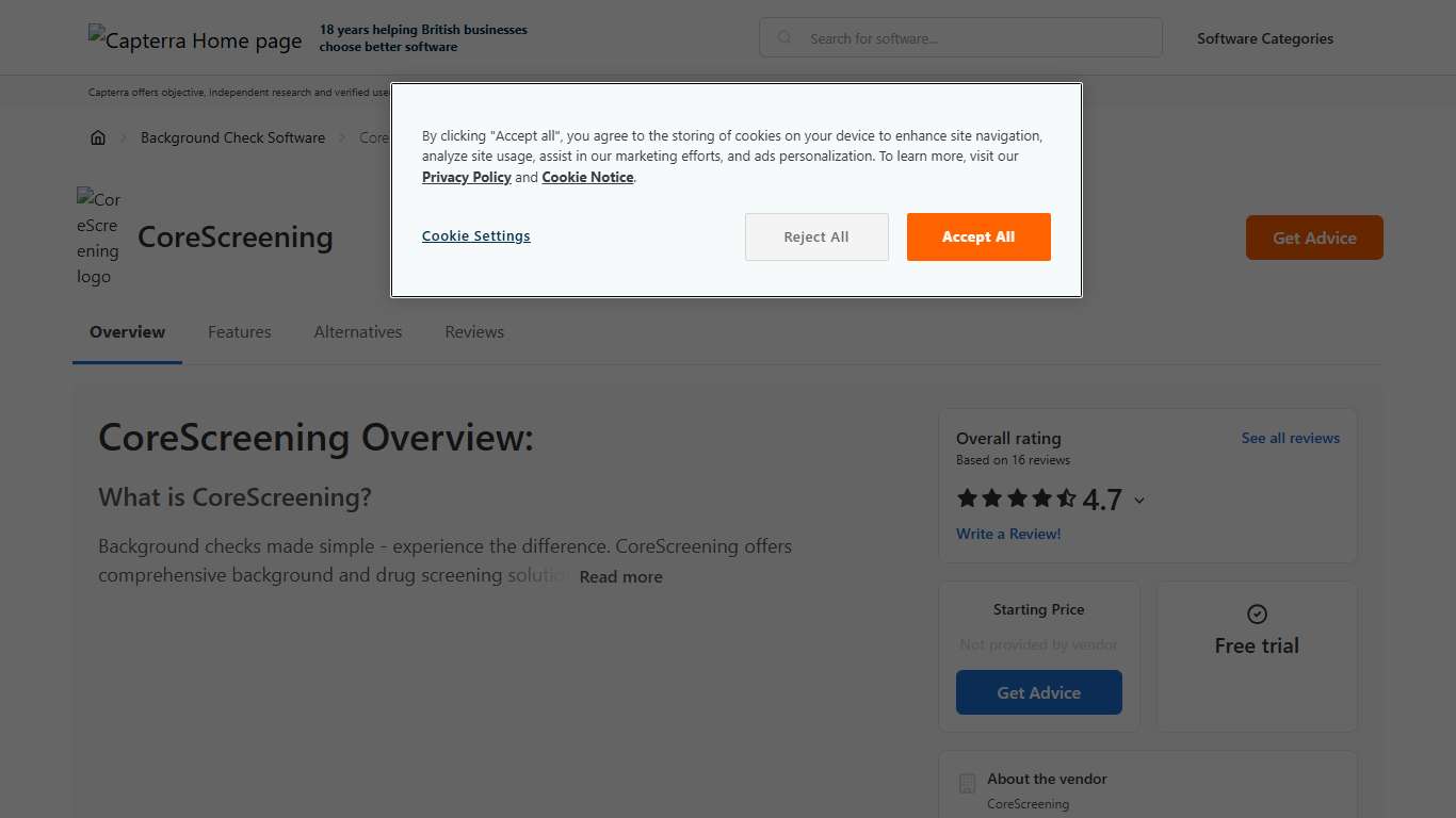 CoreScreening Pricing, Cost & Reviews - Capterra UK 2026